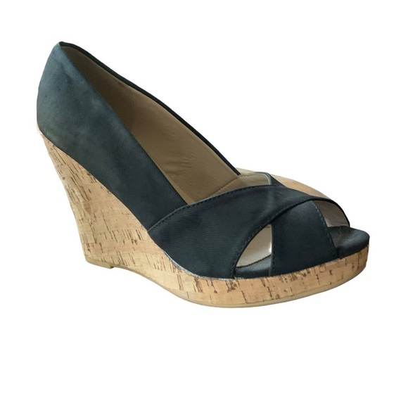 NEW Black Canvas Peep Toe Platform Wedge Heels Ladies Shoe Size 10 by Atrevida - Picture 9 of 9